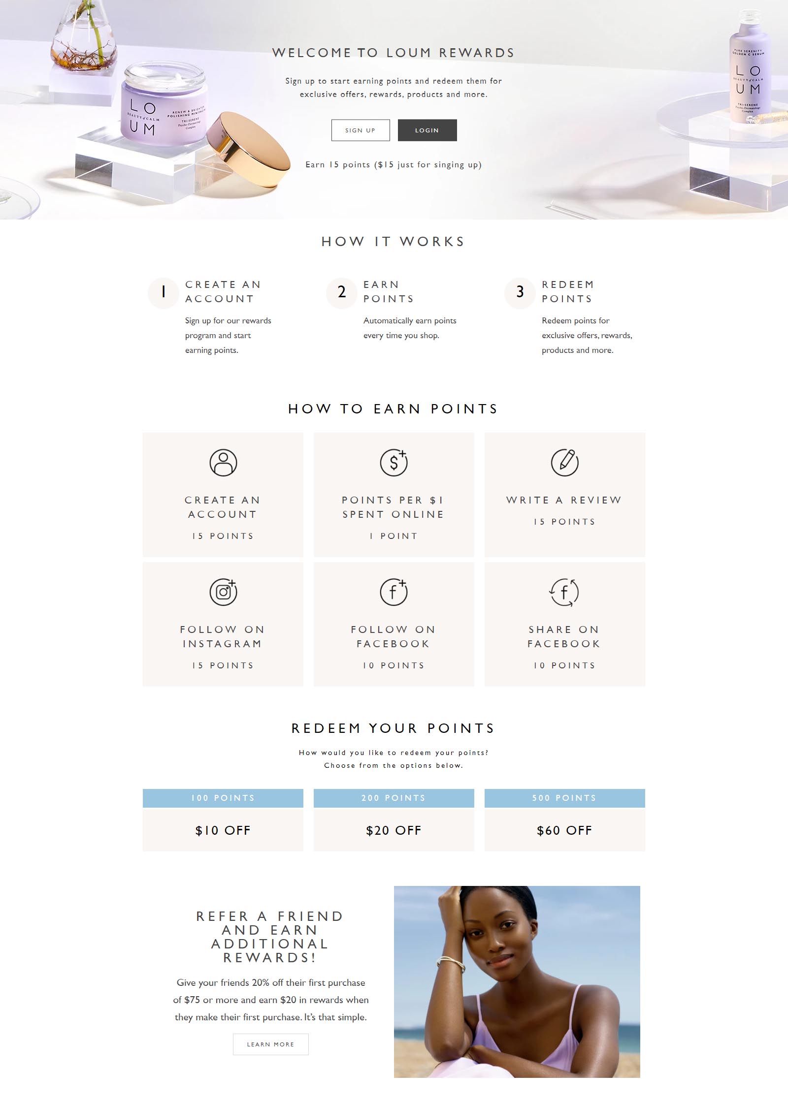 Loum Beauty Rewards - Logged Out