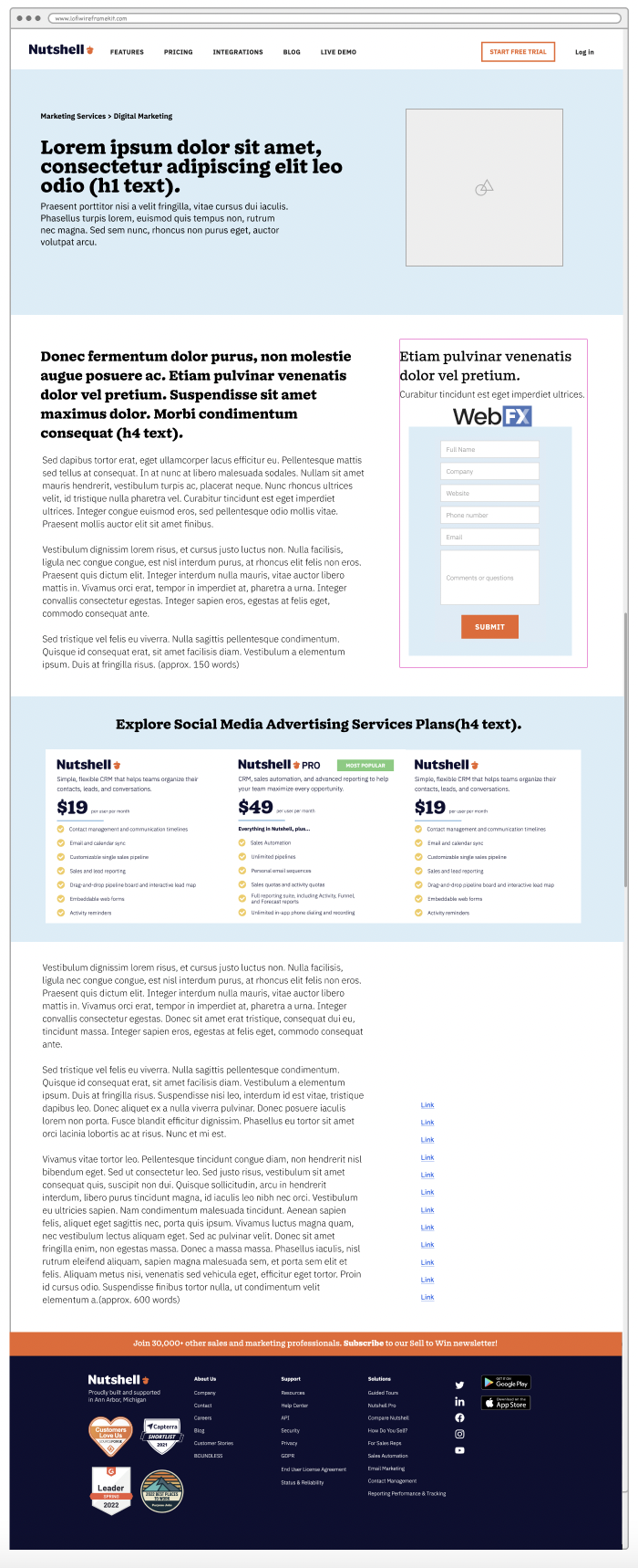 Nushell-CMS-template Nutshell CMS page template mockup