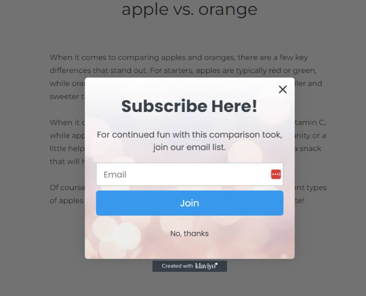 apple2orange-email-popup